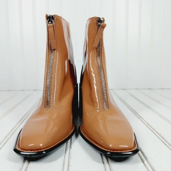 Nordstrom Open Edit Chloe Boots Vegan Patent Leather Chunky Square Toe B… - Picture 3 of 10